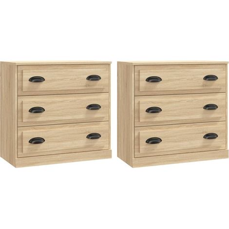 Credenza a buffet cassettiera mobiletto portaoggetti cucina soggiorno salotti set di 2 legno ingegnerizzato Sonoma marrone 020036833