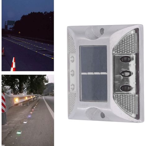 Solarbetriebene Straßenpoller, unterirdische Autobahnlaternen aus Aluminiumguss, weißes Licht (1/5)