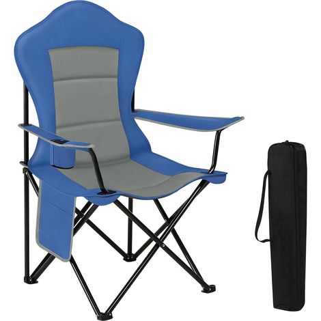 WOLTU 1x Camping Chair Folding Portable Chair, Blue+Grey (1/5)