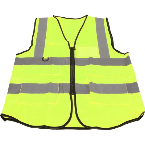 Gilet de sécurité réfléchissant, imperméable, à poches multiples, haute visibilité, fermeture éclair frontale, pour Guardian Green (1/5)
