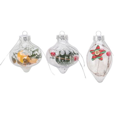 Lot de 12 boules de Noël transparentes, incassables et écologiques, moulées par soufflage en PET, pour décoration de fête 6165 (1/5)