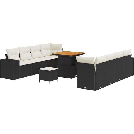 Maison Exclusive - Gartensofa-set mit Kissen 11 pcs Schwarz und C