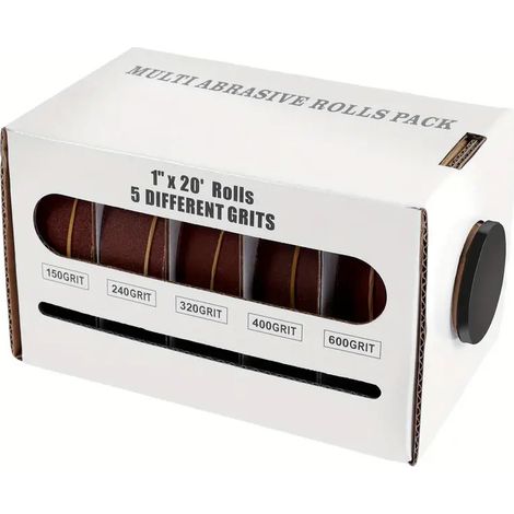 Cinq types de rouleaux de toile abrasive diamantée (6 mètres chacun), comprenant des tailles de maille de 150/240/320/400/600. (1/5)
