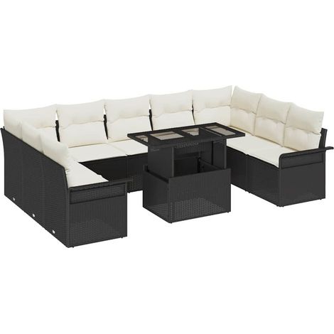 Maison Exclusive - Sofa Set mit Kissen 10 pcs Schwarz Poly-Rattan