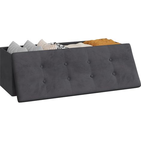 WOLTU Pouf Contenitore Pieghevole Cassapanca Scarpiera Poggiapiedi 110 cm Grigio