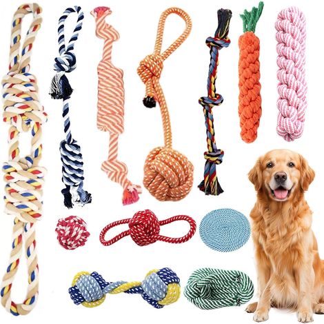 Jouets pour Chien,12 Pièces de Jouet Chiot Chien,Jouets pour Chiens Jouet de Corde à Mâcher, Jouet Chien Corde Durable à Mâcher pour Petit et Moyen (1/5)