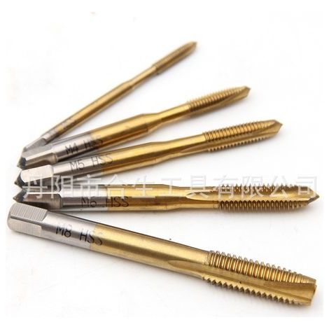 5pcs Tarauds à Goujure Droite, Tarauds de Machine à Filetage Métrique en Acier HSS Revêtement en Titane Outil (1/5)