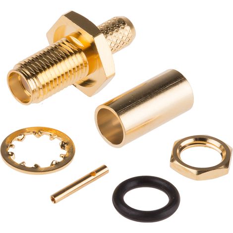 Connecteur coaxial RS PRO Femelle Droit, raccordement A sertir 50O Montage traversant sur cloison ( Prix pour 1 )