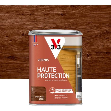 Vernis bois extérieur Chêne foncé satin - Protection - résistance rayures et UV - Anti-goutte et tendu bon - 1L (1/4)
