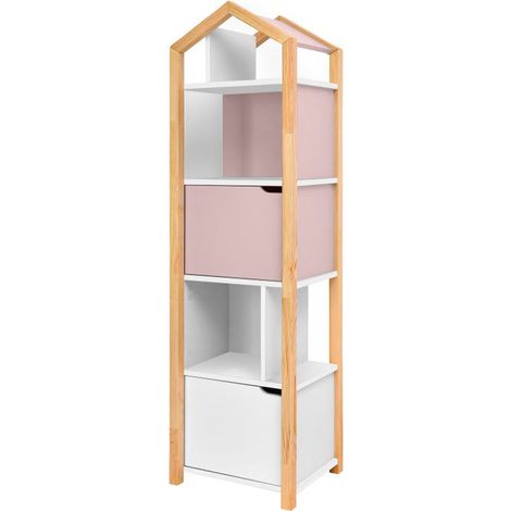Bibliothèque maison Bellamy Joey Rose et blanc (1/4)