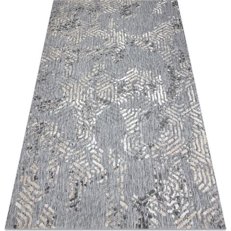 Carpet Structural SOLE D3842 hexagons - Flat woven grey / beige grey 80x250 cm
