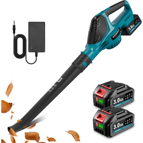 Souffleur Feuille sans Fil avec Batterie 360 km/h, 5 Vitesses 480 m³/h Débit d'air, avec 2 Batteries de 3 000 mAh, Moteur sans Balais, pour Le Jardin, la Terrasse et la Voiture (1/5)
