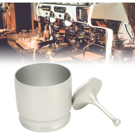 Kaffeepadspender mit Deckel, 58 mm, Aluminiumlegierung, Spritzschutz, für Kaffeepads, Griff für Kaffeepads, silberfarben, 58 mm (1/5)