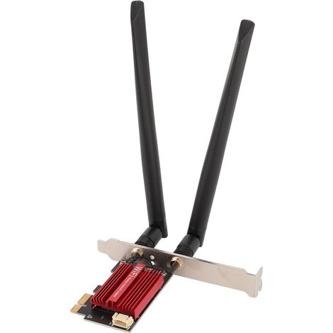 Carte réseau sans fil double antenne PCIe 8 dB 5400 Mbps, tri-bande 6 GHz, 5 GHz et 2,4 GHz, Bluetooth 5.4, compatible Windows 11 et OpenWRT (1/5)