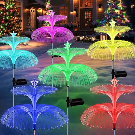 Guirlandes lumineuses de Noël à énergie solaire, guirlande lumineuse de 6 méduses à énergie solaire, éclairage extérieur pour jardin (1/5)