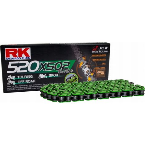 CADENA DE TRANSMISIÓN RK (MOTOCROSS) 520MXZ5-120 ESLABONES (CL) INCLUIDA COLOR VERDE (CAPACIDAD: HASTA 500 CCM) (37,8 KN)