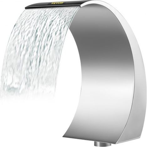 Schwalldusche Pool 30 x 60 x 45 cm Schwallbrause, Grau Pool Wasserschwall, Edelstahl Schwimmbad Poolfontäne, Gartenteich Dekoration Brunnen, Konstanter Wasserfluss, Gebogenes Design (1/5)