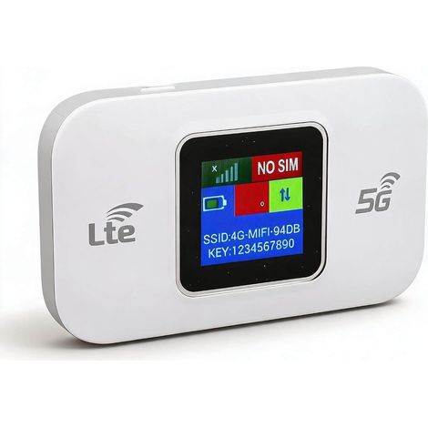 Routeur 4G portable, routeur Wi-Fi de poche LTE/5G avec écran couleur et emplacement pour carte SIM, 300 Mbps. (1/5)