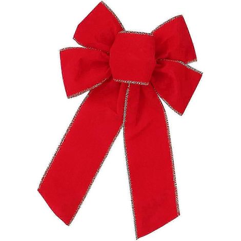Nœuds pailletés de Noël, nœuds en ruban rouge de Noël, nœuds pour couronne de Noël, nœuds pour sapin de Noël, nœuds cadeaux en ruban pour fête de Noël (1/5)