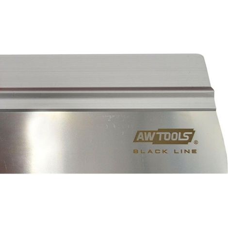 Espátula inoxidable 475/60 mm para fachadas, marca Awtools, modelo con mango de goma, herramienta profesional resistente, flexible y ergonómica para enlucidos amplios y precisos.