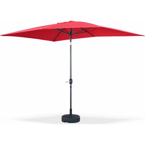 Parasol droit rectangulaire 2x3m - Touquet Rouge - mât central en aluminium orientable et manivelle d'ouverture