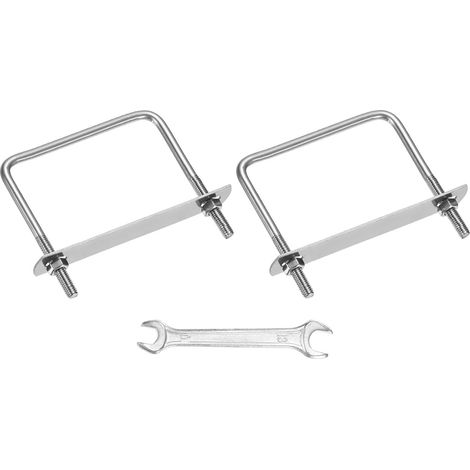2Pcs Kit De Boulons En U Carrés M8x65x65mm Argent (1/5)