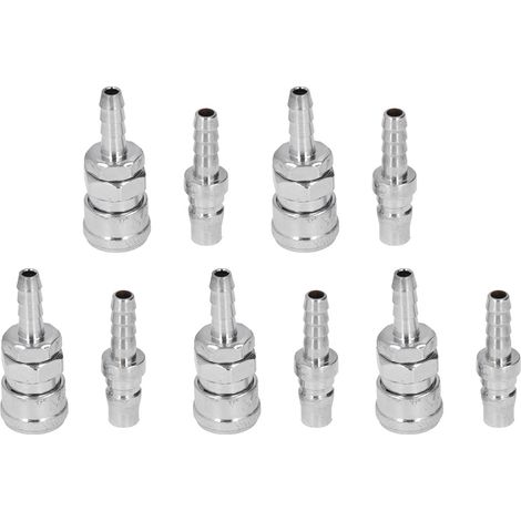 5 jeux de raccords pneumatiques à connexion rapide en acier inoxydable nickelé et kit de bouchons (5x8 Long Tail (SH+PH-20) ) (1/5)