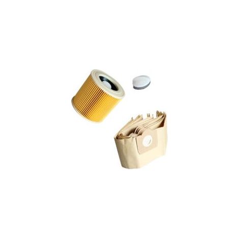 Kaelt - 10 sacs et 1 filtre pour aspirateurs Kärcher WD3 et MV3. Alternative aux sacs filtrants et filtres à cassette 6.959-130.0. (1/5)