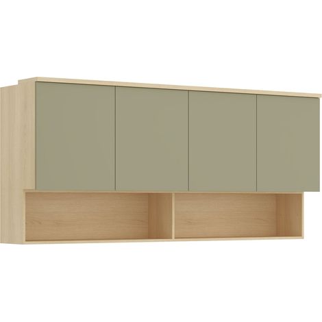 Armario de pared Nolcala 106, Roble + Eucalipto, 85x186cm, Número de puertas: 043cm, Aglomerado laminado