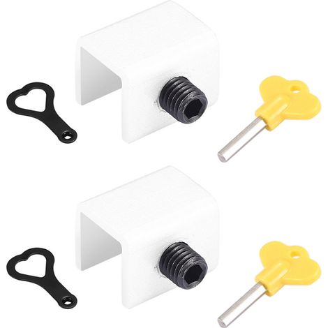 Verrou De Sécurité Pour Fenêtre Coulissante - Verrou À Clé En Alliage D'Aluminium - Pour Rails Verticaux Et Horizontaux - 2 Pièces (1/5)