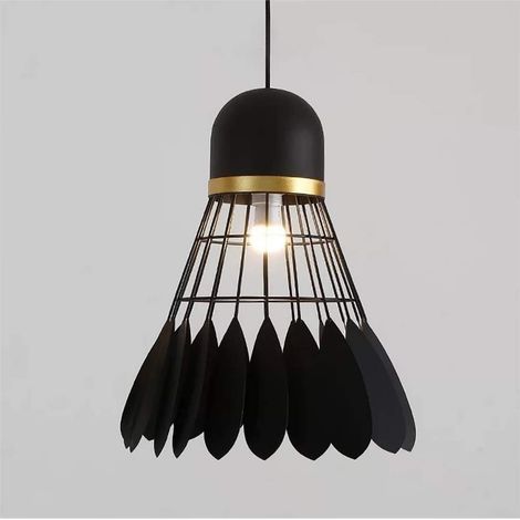 E27 Industrial Vintage Badminton Retro Ceiling Light Fixture Vintage Ceiling Light Fixture Lamp Pendant Light Antique Hanging Light Fixture (Black) (1/5)