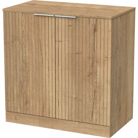 Callingwood Contemporary Floor Standing 2 Door Vanity Unit with Laminate Worktop , 800mm, Autumn Oak (1/4)