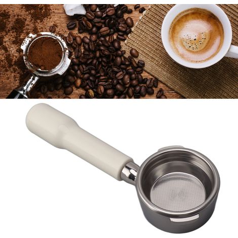 Poignée de machine à café GAGGIA 58 mm, poignée double en acier inoxydable pour expresso, poignée sans fond C2, plastique blanc (1/5)
