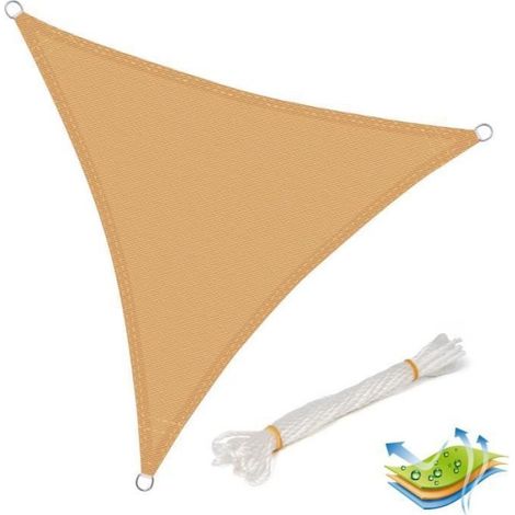Voile d'ombrage triangulaire en HDPE 5x5x5m Sable - Protection UV pour jardin ou camping (1/5)