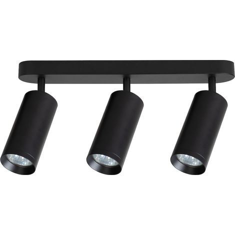Plafonnier barre moderne noir 38 cm spots orientables 3xGU10 10W MICA Milagro (1/5)