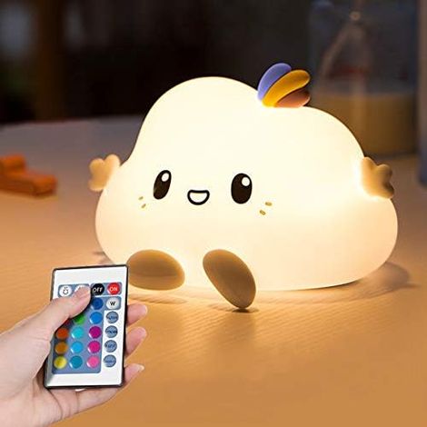 Veilleuse LED Nuage pour Enfants, Lampe Silicone Douce Chambre Bébé, Lumière Veilleuse Multicolore Capteur Tactile Télécommande, Cadeau Idéal (1/5)