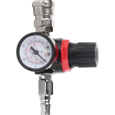Régulateur de Valve de Réglage D'air avec Jauge en Verre, 1/4 0-145 PSI (0-1Mpa) Régulateur de Pression D'air de Valve de Régulation (1/5)
