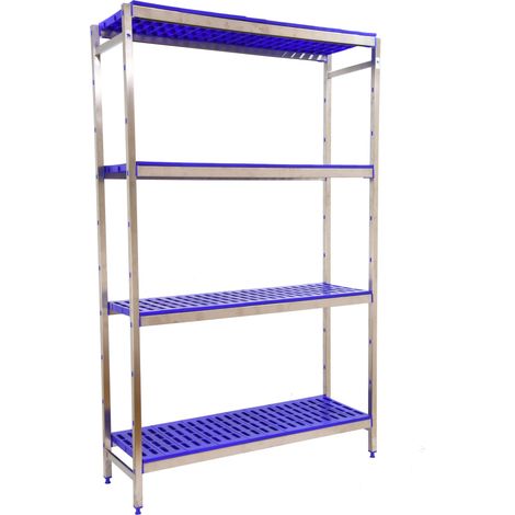 Simonrack Étagère sans vis acier inoxydable bleu 4 niveaux (1/4)