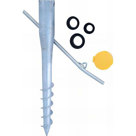 Pied de poteau de jardin rond zingué à tarauder avec accessoires - D. 60 x L. 550 mm - 60 x 550 x 1,7 mm (1/5)