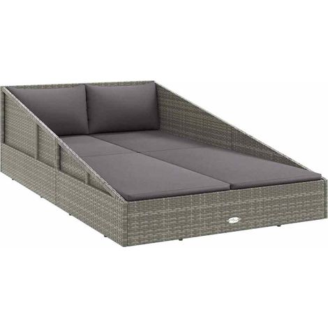 vidaXL Tumbona cama de jardín ratán sintético gris 110x200 cm (1/2)