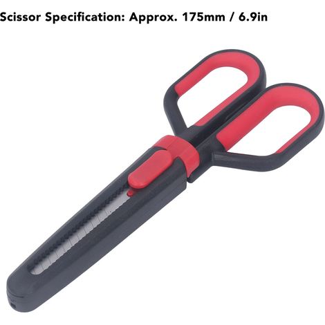 Couteau de précision rétractable en acier inoxydable avec ciseaux intégrés pour bureau, école et maison (1/5)