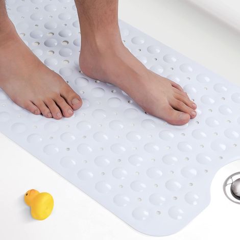 Tapis de bain antidérapant extra long 100x40 cm, lavable en machine, anti-moisissure pour salle de bain