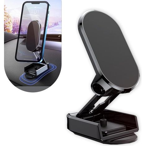 Supporto per telefono da auto - supporto pieghevole per telefono - supporto di navigazione regolabile a 360 gradi - ricambio per supporto da cruscotto - accessori per interni auto (nero) (1/2)
