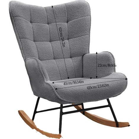 Fauteuil à bascule, soutien ergonomique, design moderne minimaliste, GRIS FONCÉ (1/2)