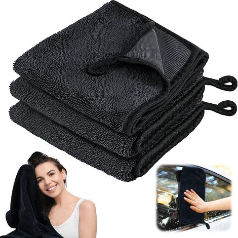 3 Pcs Total Clean Chiffon Microfibre XXL, Chiffon Miro 40  60cm, Shiny Bath Serviette Torchons Lavette Microfibre Ménage pour Cabine De Douche, Voiture, Maison (1/5)