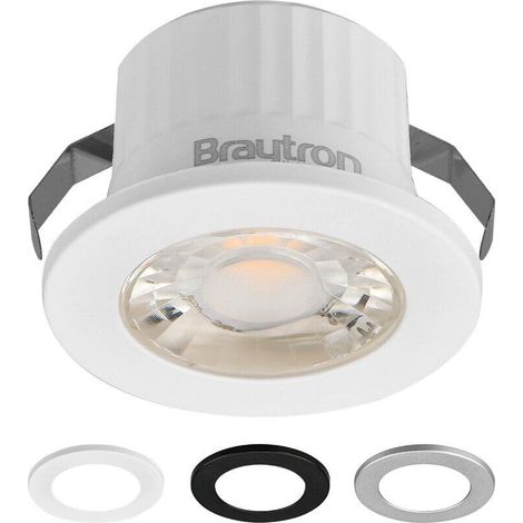 Mini spot LED 3 W encastrable Ø 44 mm - 210 lm blanc neutre 4000K, IP54 Mini spot encastrable 230 V sans transformateur, avec écran blanc/noir/argent pour salle de bain, cuisine et meubles (1/5)