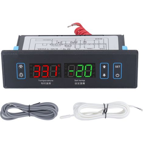 Régulateur de température PID à double capteur avec affichage numérique pour système de chauffage et refroidissement AC220V (1/5)