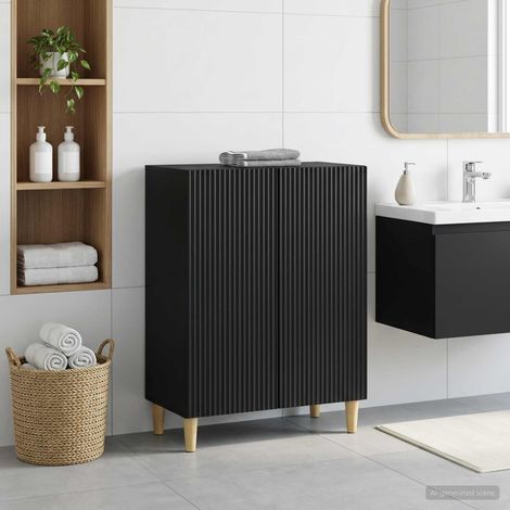vidaXL Mobiletto da Bagno ARNHEM Nero 59,5 x 31 x 80 cm
