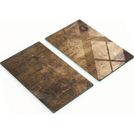 Tablas de servir de cristal para cocina con gr谩ficos, madera, marr贸n, 2 x 30 x 52 cm
