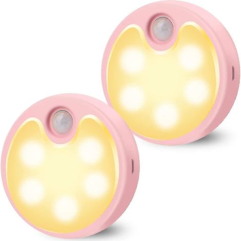 Veilleuse LED rose mignonne, applique murale/lampe de placard/veilleuse sans fil rechargeable par induction USB avec (1/5)